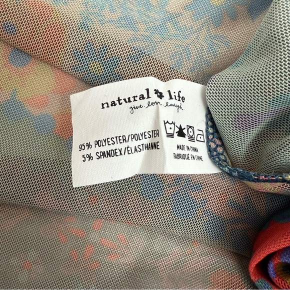 Natural Life Sheer Patchwork Floral Maxi Shirt Dress Coverup Duster Kimono Boho - Picture 12 of 12